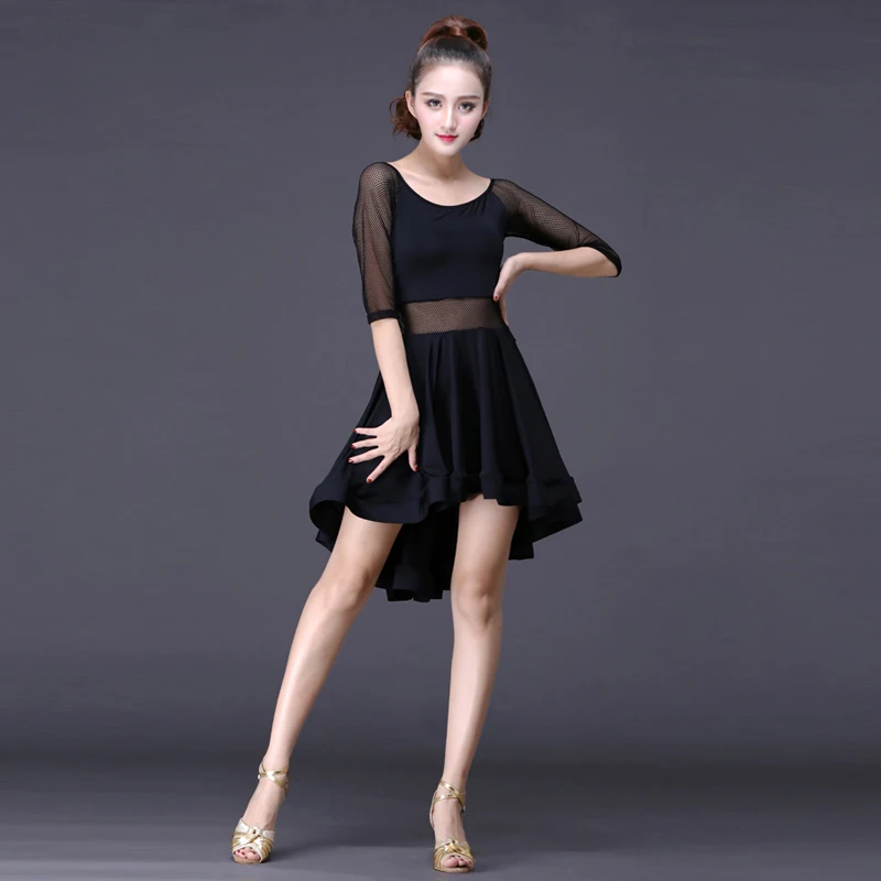 Sexy Line Dance Clothing Women Black Latin Dance Suit Summer Womens Dresses Samba Wear Dress Costume Practice Dancewear Skirt