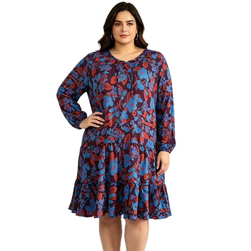 xl-4xl-プラスサイズ-ダシキ-アフリカンワンピース-女性用-夏用-アフリカン-長袖-oネック-ポリエステル-プリント-ミディドレス-アンカラドレス