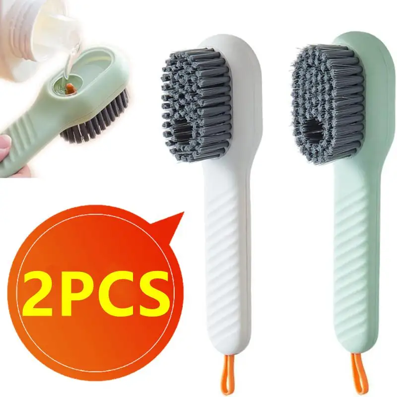 New 2/1PC Cleaning Brush Soft Bristled Liquid Shoe Brush Long Handle Brush Clothes Brush Shoe Clothing Board Brush Cleaning Tool