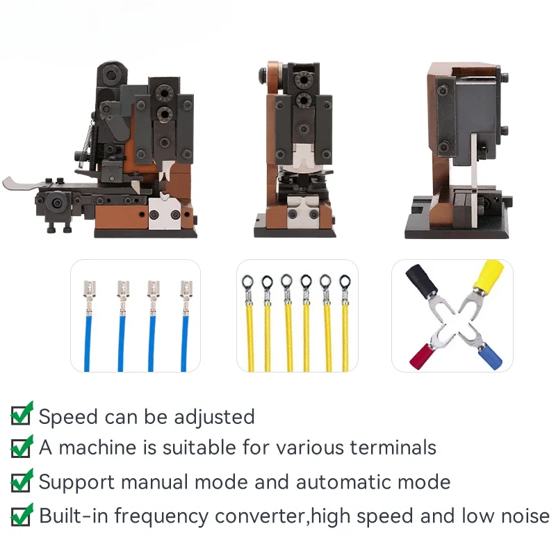 Super silent semi-automatic electrical terminal crimping tool, cable and wire mold