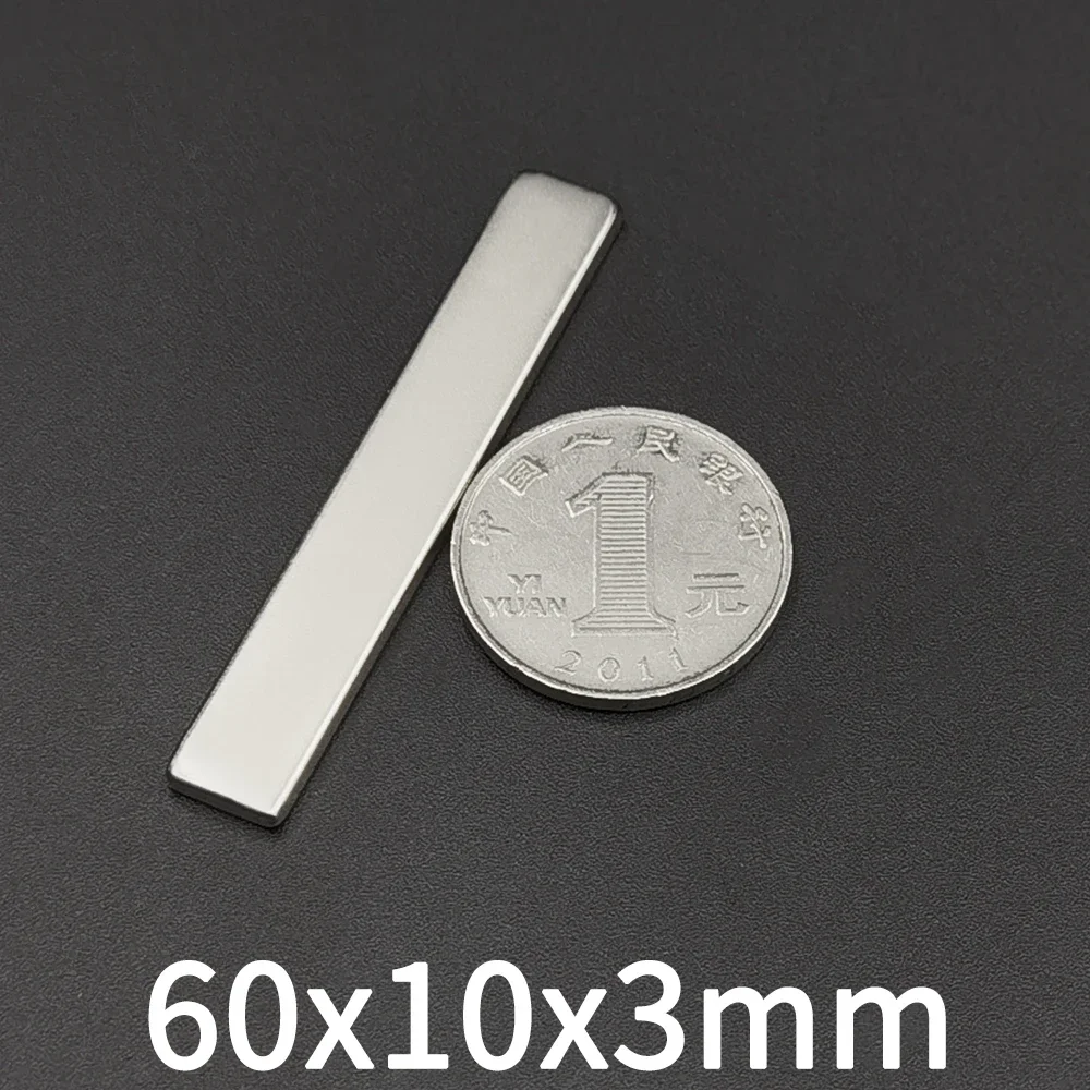 60X10X3Mm Permanente Magneten Super Sterke Vierkante Magneten Blok Zeldzame Aarde Magneten Voor Thuis En Keuken Koelkast Diy Ambachten