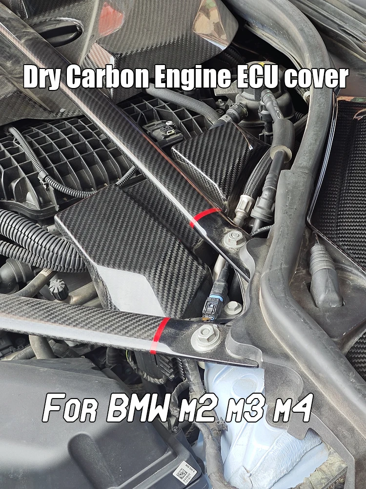 Real Dry Carbon Fiber Battery Cover Engine Bay Trim For BMW S58 G80 G82 G83 M3 M4 G87 M2 Upgrade Replacement
