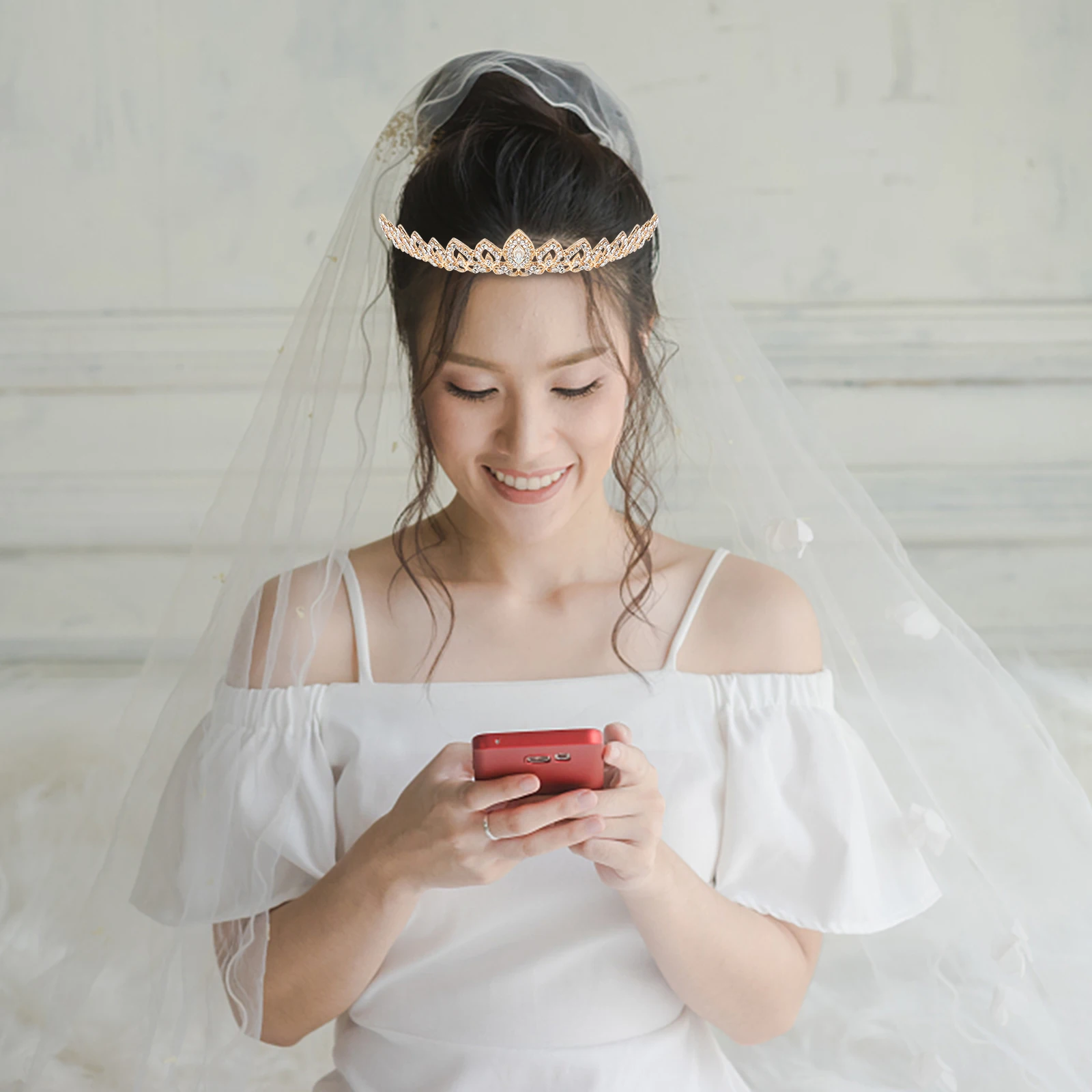 

1pc Rhinestone Crown Headband Decor Bride Headdress Wedding Celebration Alloy Bridal Elegant Durable Practical Long Wear Special