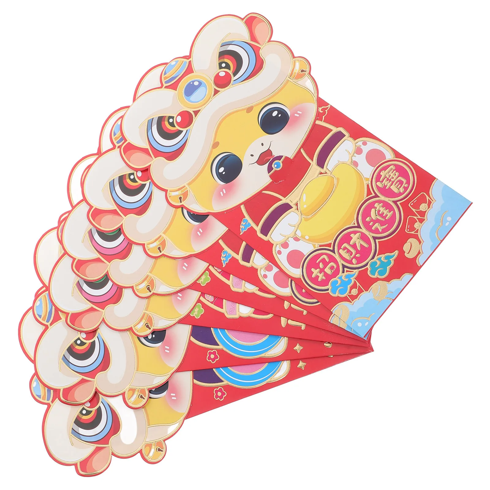 

6Pcs Cartoon Red Envelopes Flip Cover Design 2025 New Year Red Packet Lunar New Year Money Envelope Traditional