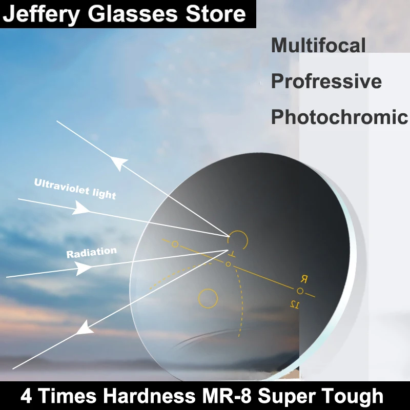 Super Tough Multifocal Photochromic Optics Lenses 1.56-1.61-1.74 Thin Progressive Prescription Transition Lenses Color Change