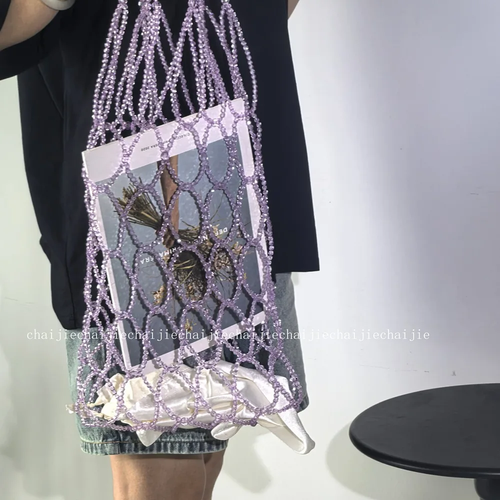 

Handmade Pearl Bag for Women 2025 Large Capacity Hollow Out Beaded Shoulder Bags Handbag Elegant and High Quality Purse Bag