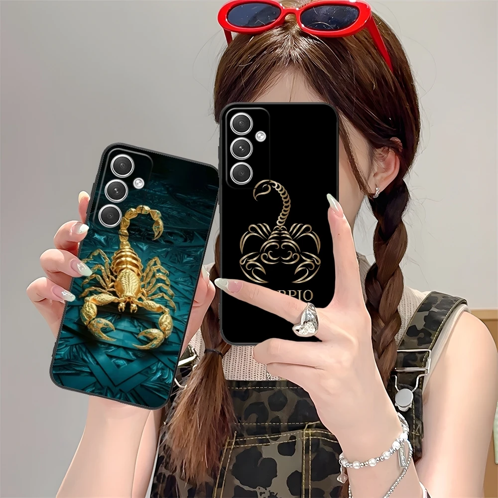 Colored Golden Scorpio Mobile Cell Phone Case for Samsung M55 35 15 54 34 14 33 23 13 42 32 22 F55 23 12 5G Black Cover Shell