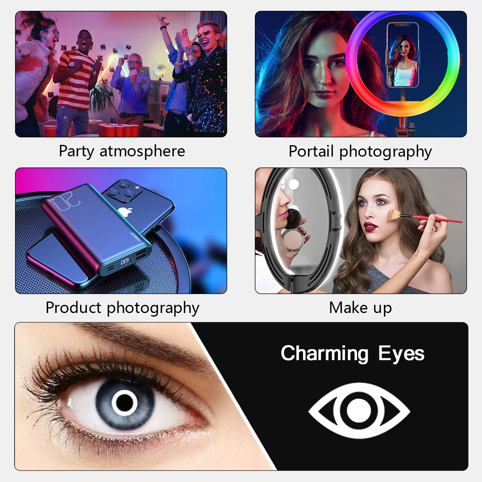 RGB Selfie Ring Light Tripod Phone Stand Holder Photography RingLight Circle Fill Light Led Color Lamp Trepied Makeup