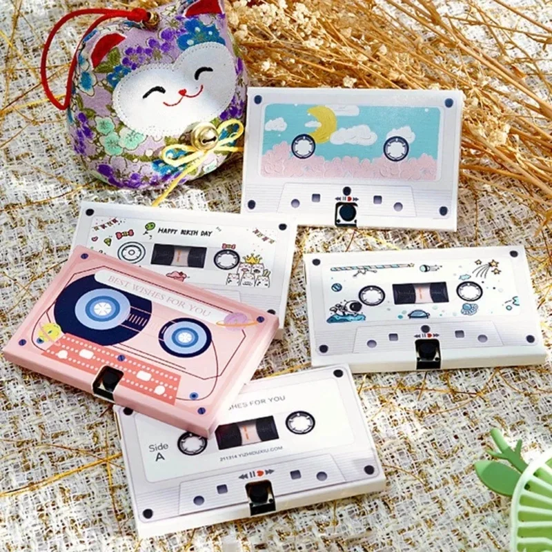 Greeting Card Voice Recorder Cassette Tape Shaped Recording Device Recordable Greeting Card for Birthday Valentines Day