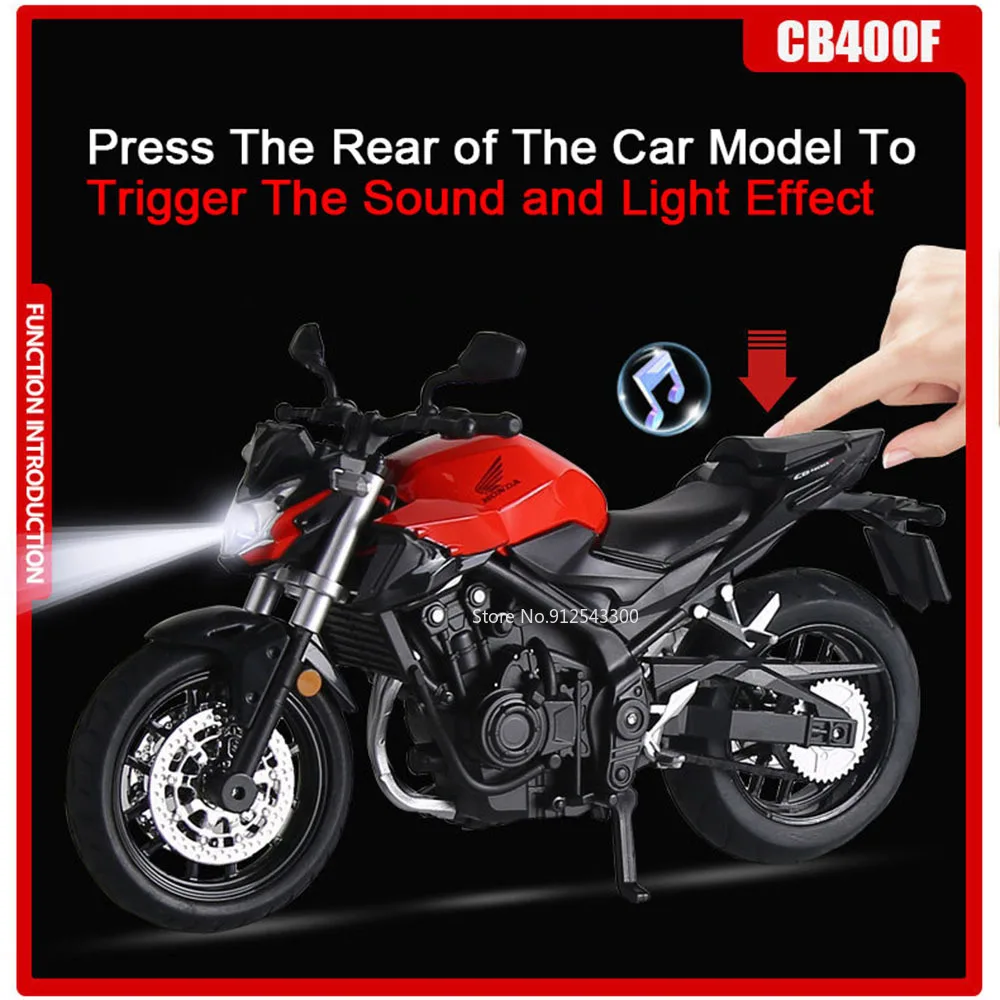 1:12 هوندا CB400F HP4 نموذج دراجة نارية سيارة لعبة ضوء الموسيقى امتصاص الصدمات المحرك عجلة القيادة نماذج مصغرة هدايا للأولاد