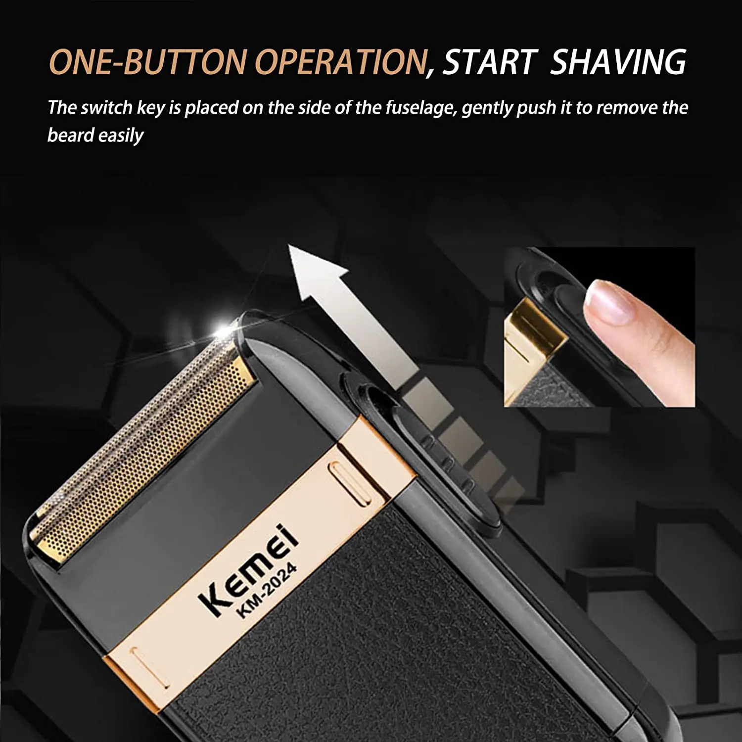 Original kemei rechargeable shaver for men waterproof electric shaver beard machine bald head electric razor with extra mesh