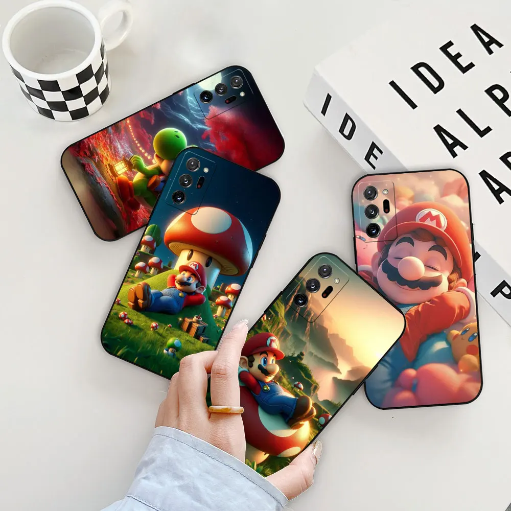 Cartoon Super M-Mario Bros Case For Samsung Galaxy Note20 Ultra M62 M54 M51 M33 A06 A05S A15 A14 A13 A12 A80 A70 A50 Black Cover