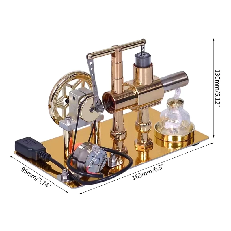 Hot Air Stirling Engine Motor Model Metal Stirling Engine Teaching Aids for Kid 96BA