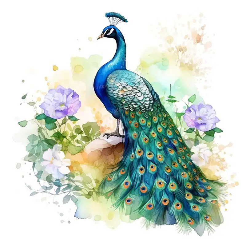 Beautiful Watercolor Peacock Wall Stickers Bedroom  Room Background Decoration Mural Animals Home Decor Art Decals Sticker S112