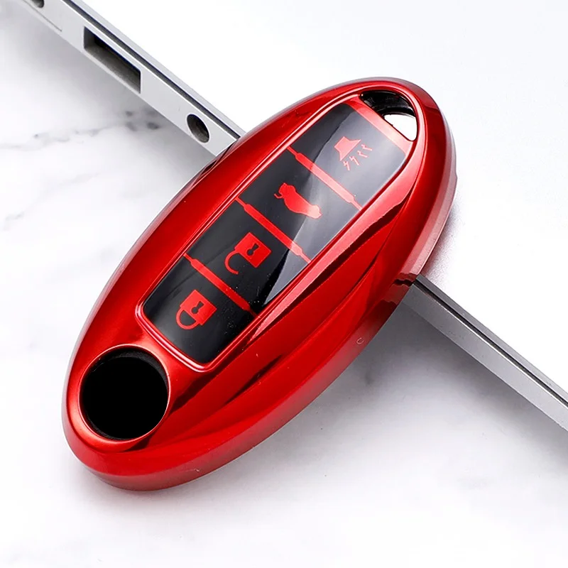 TPU 4 Button Fob Shell Case Key Cover Fit for Nissan Altima Armada Gt-r Maxima Murano Patrol Rogue Leaf Versa 370z Sentra