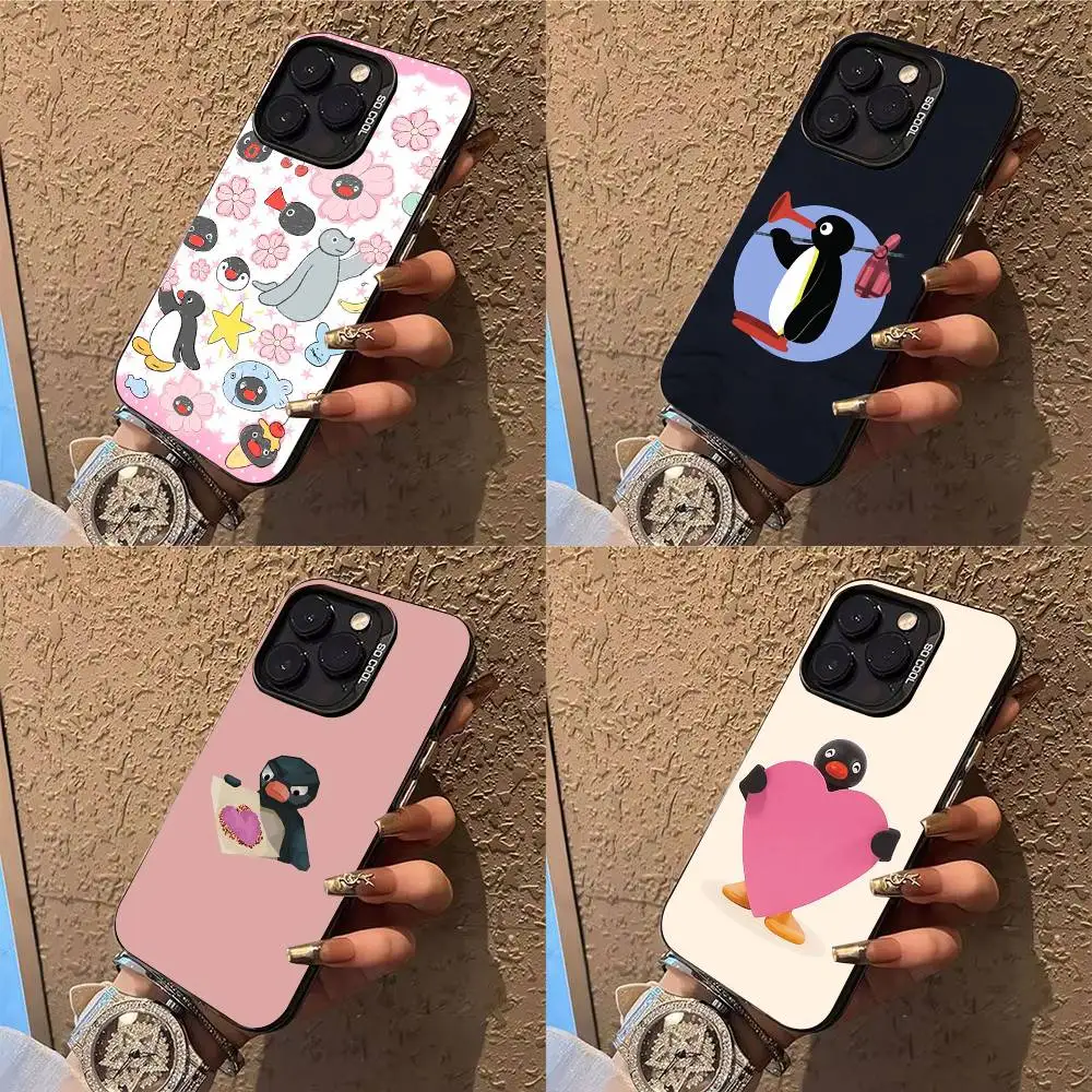 Capa de telefone Happy P-Pingu Penguin para iPhone 17,16,15,14,13,12,X,8,Pro,Max,Plus,E,SE4,Air,Mini IMD preto fosco