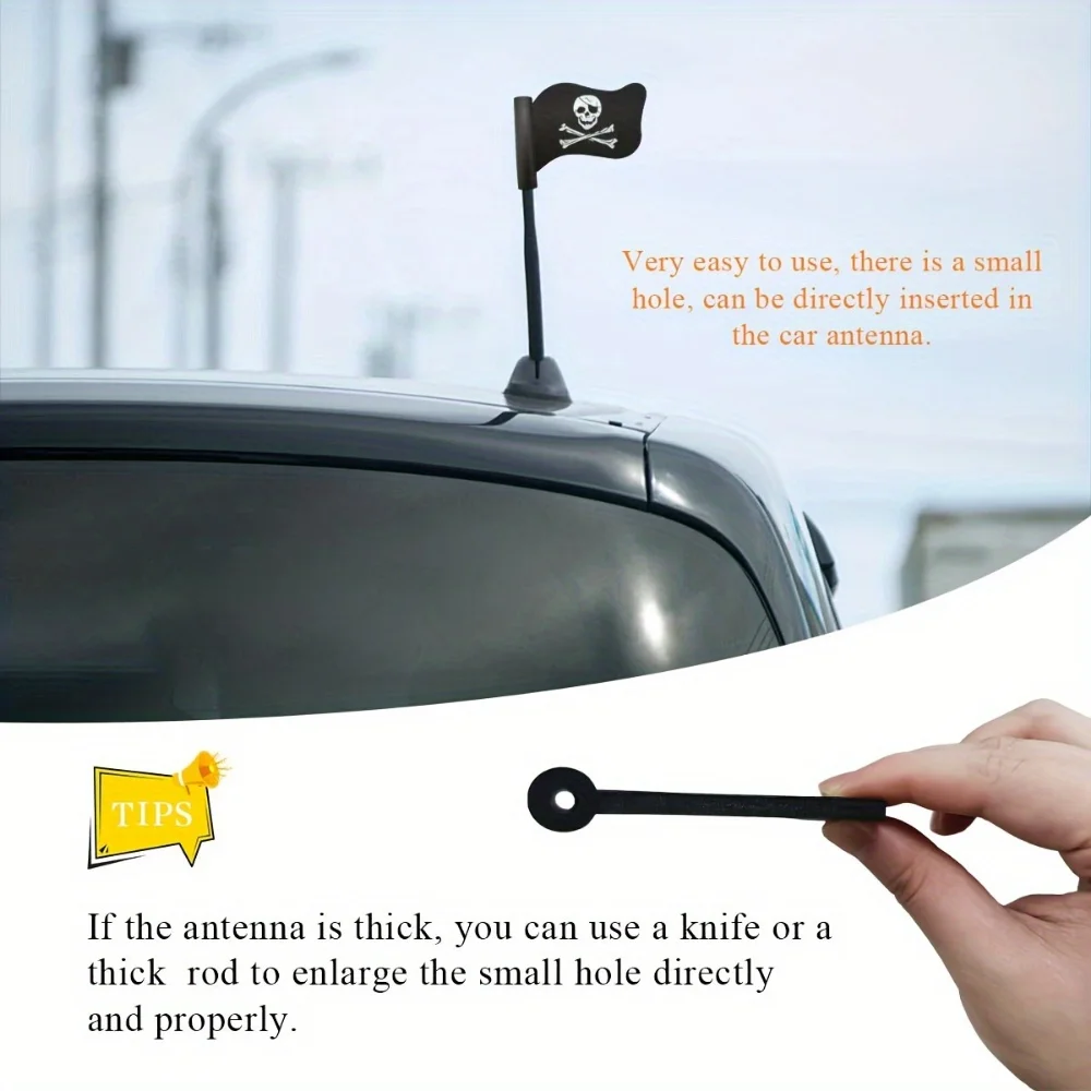 1pc EVA Pirate Skull Crossbones Car Antenna Cover, Weather Resistant Durable Vehicle Decor