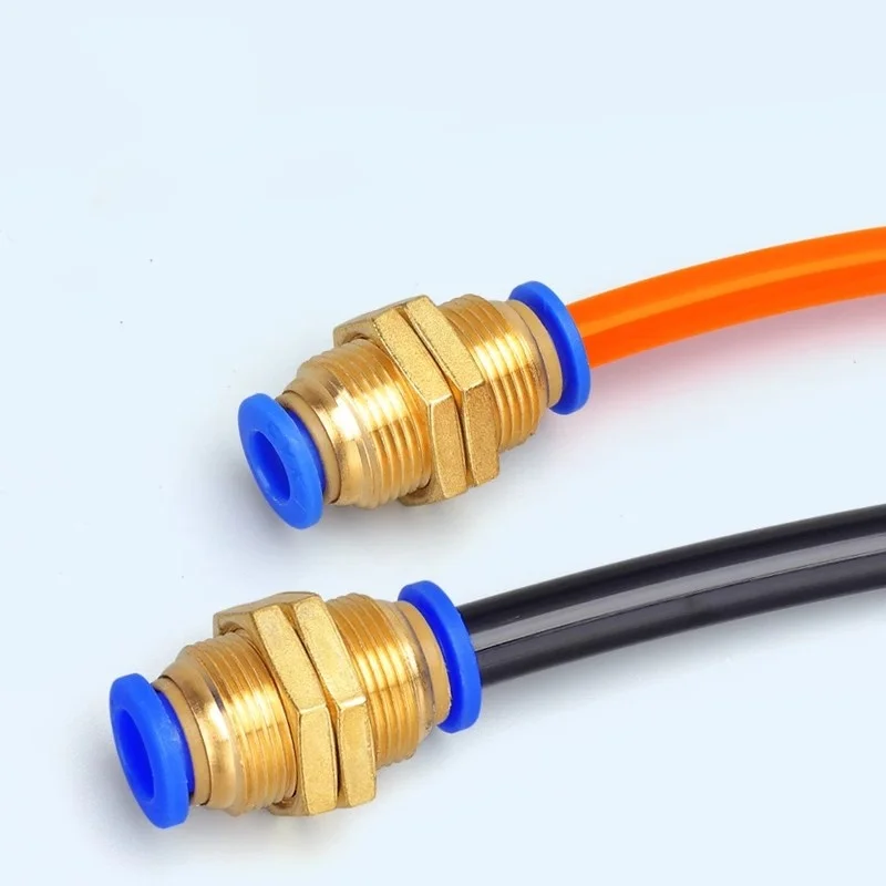 Pneumatic Fittings PM Bulkhead Straight Connectors 4/6/8/10/12 mm Push in Hose Connector Air Pipe Fitting Quick Release Fitting