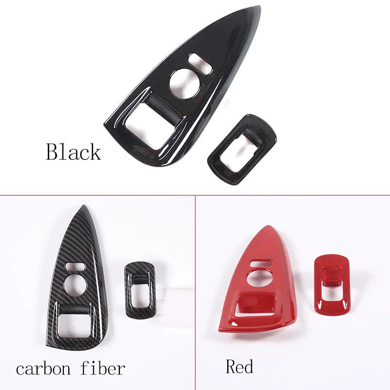 ABS Carbon Fiber/Black/Red Car Glass Lift Button Decorative Frame Sticker For Chevrolet Corvette C6 2005-2013 Auto Accessory