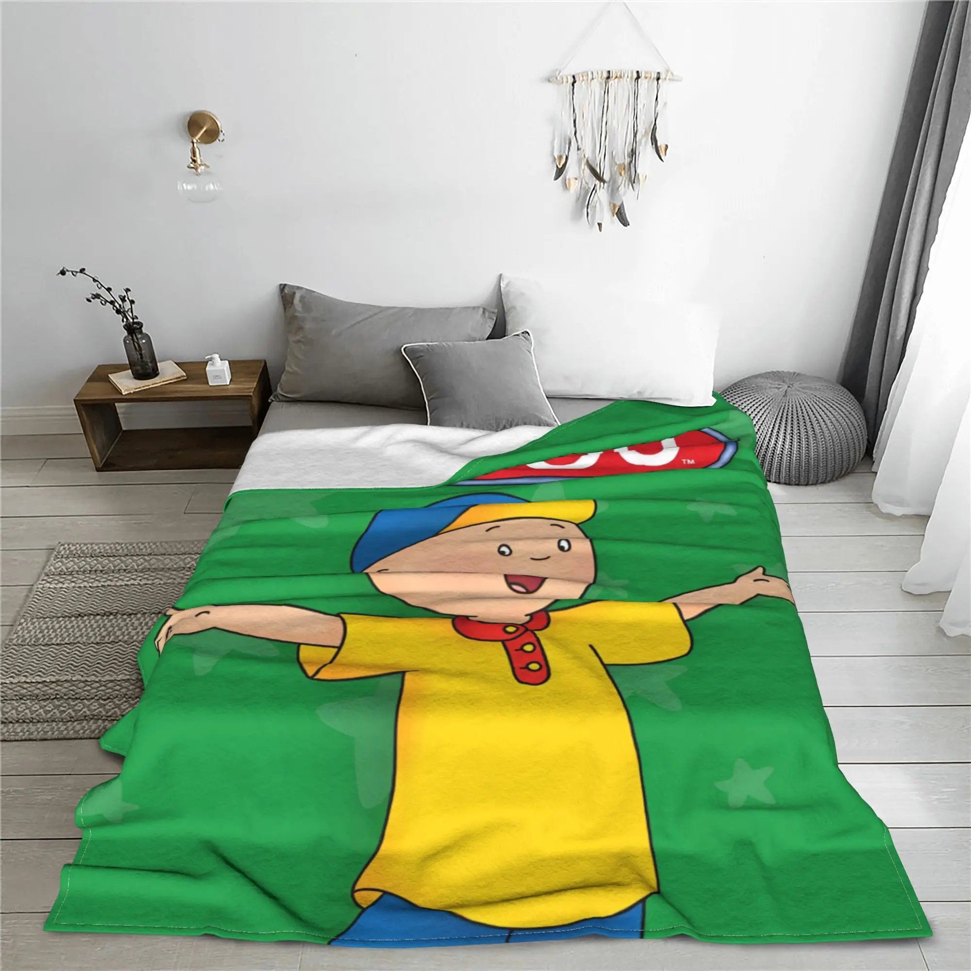 Caillou Cute Cartoon Fleece Throw Blanket Educational Children TV Blankets for Bedding Couch Super Warm Bedspread