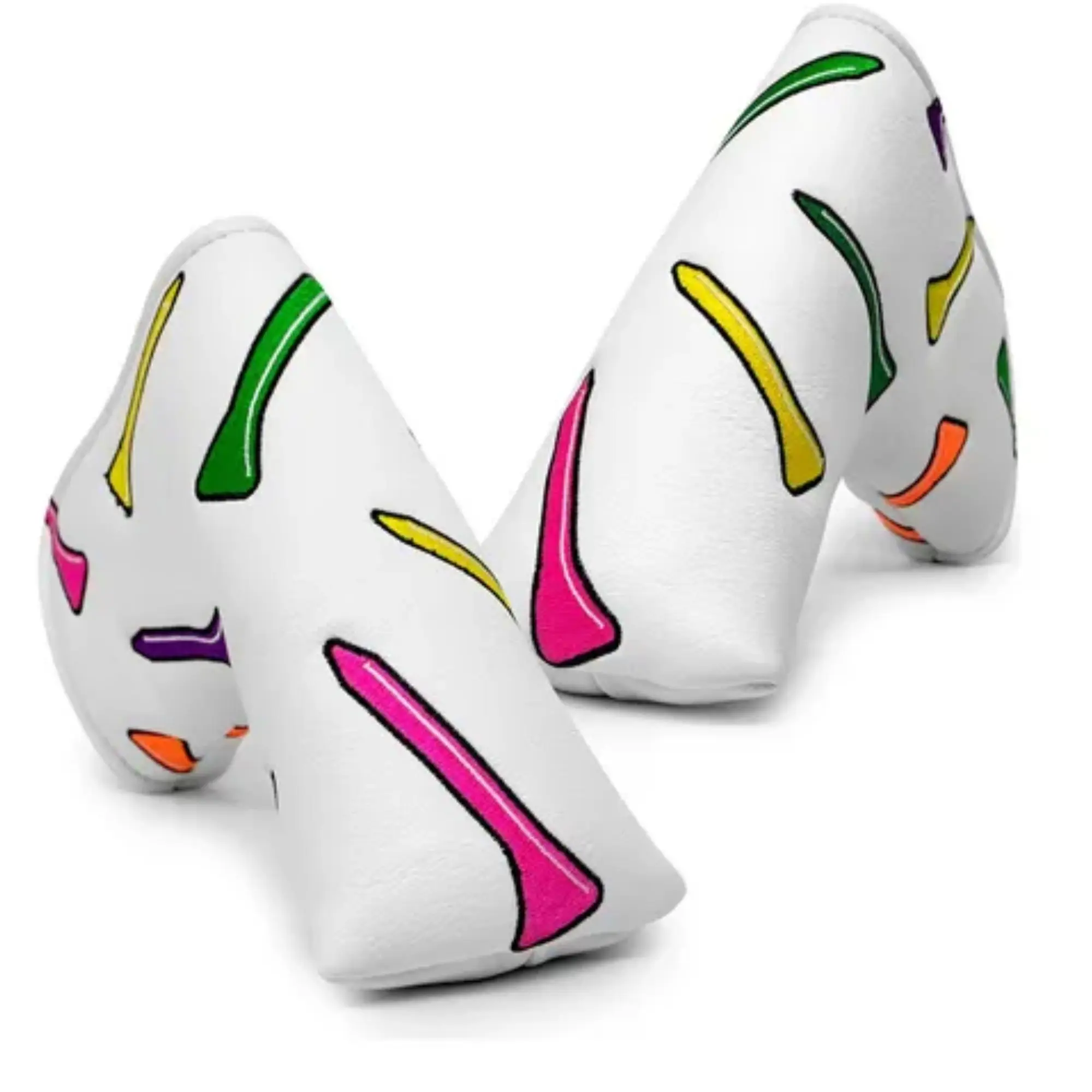 Funny Golf Putter Cover Headcover，Golf Tee Patterns Style Golf Club Head Cover, Golf Mallet and Blade Cover For Golf Lovers view 2