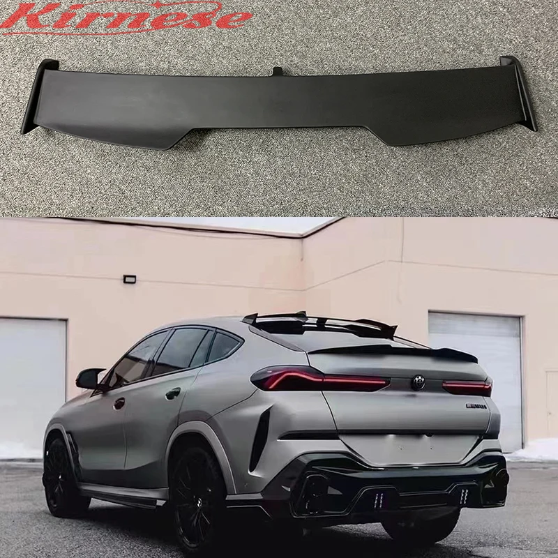 For BMW X6 X6M G06 F96 2020 21 22 23 Carbon Fibe Car Rear Roof Window Trunk Lid Spoiler Wings Black Exterior Tuning Accessories