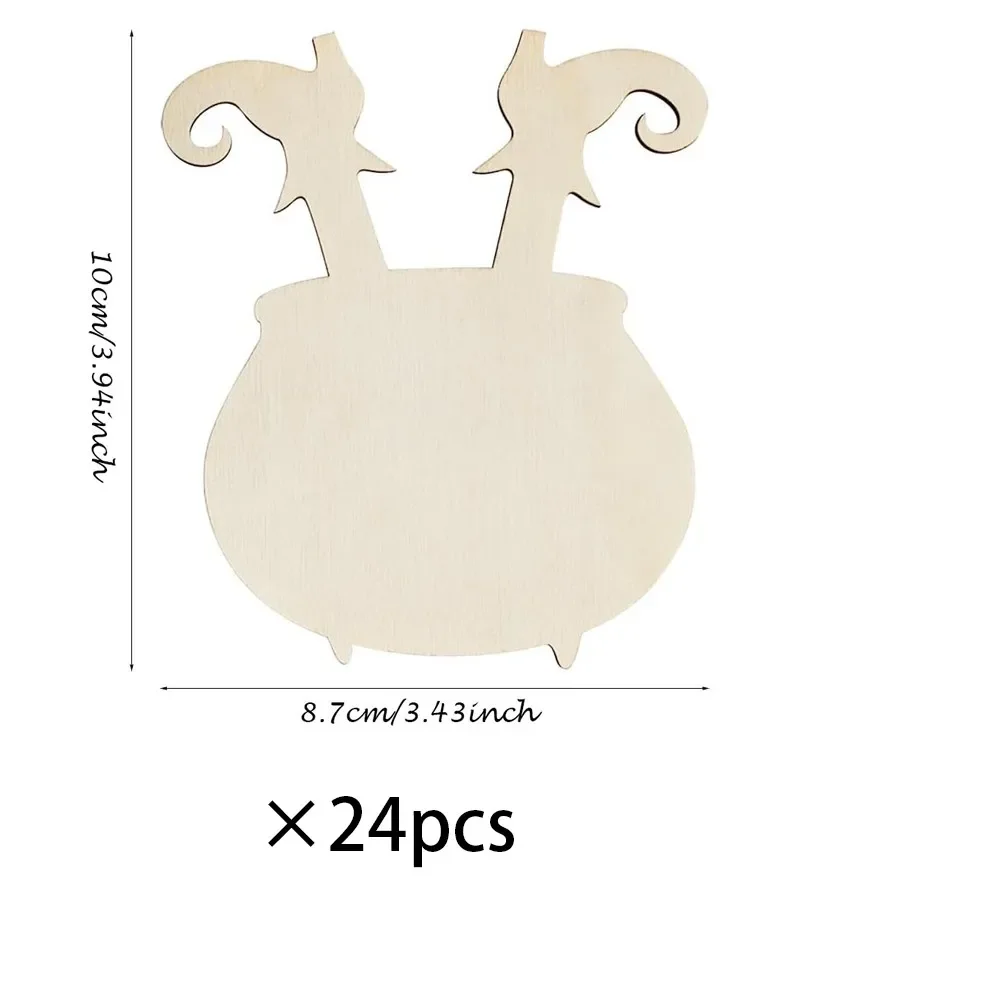 Unfinished Wood Witch Cauldron Hanging Cutouts Ornaments, DIY Craft Halloween Tags For Home Party Halloween Decoration