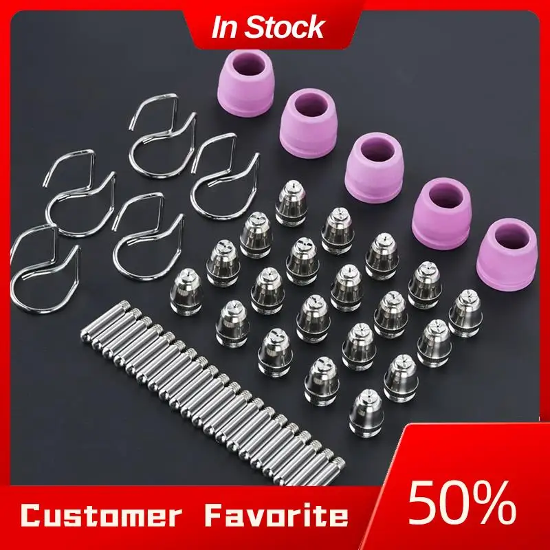 AT03 Top 50 Piece AG60P Plasma Cutter Consumables Kit Includes Cutting Torch Tips And Nozzles - Compatible With AG60, WSD60