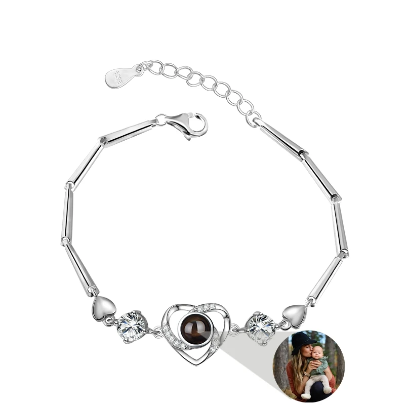 Personalized Custom Photo Bracelet for Women Projection Photo Heart Pendant Bracelet Birthday Christmas Day Gift New Jewelry - view 6