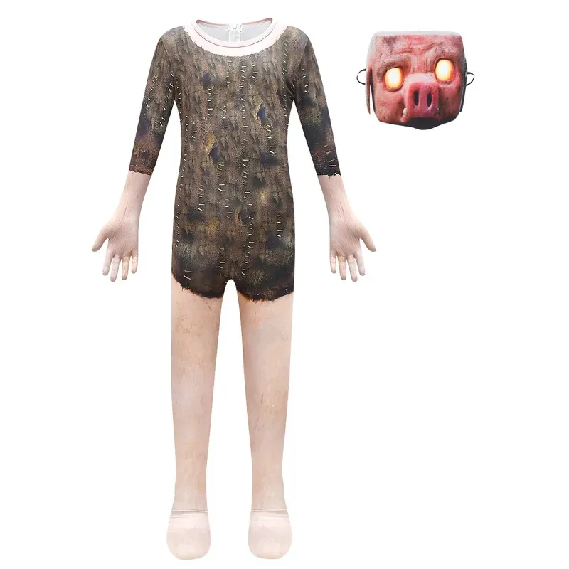 어린이를위한 LQHalloween 코스프레 의상 마이 월드 치킨 조키 COS 킬러 비 핑크 양 점프 슈트 마스크 세트 소년 성능 의류