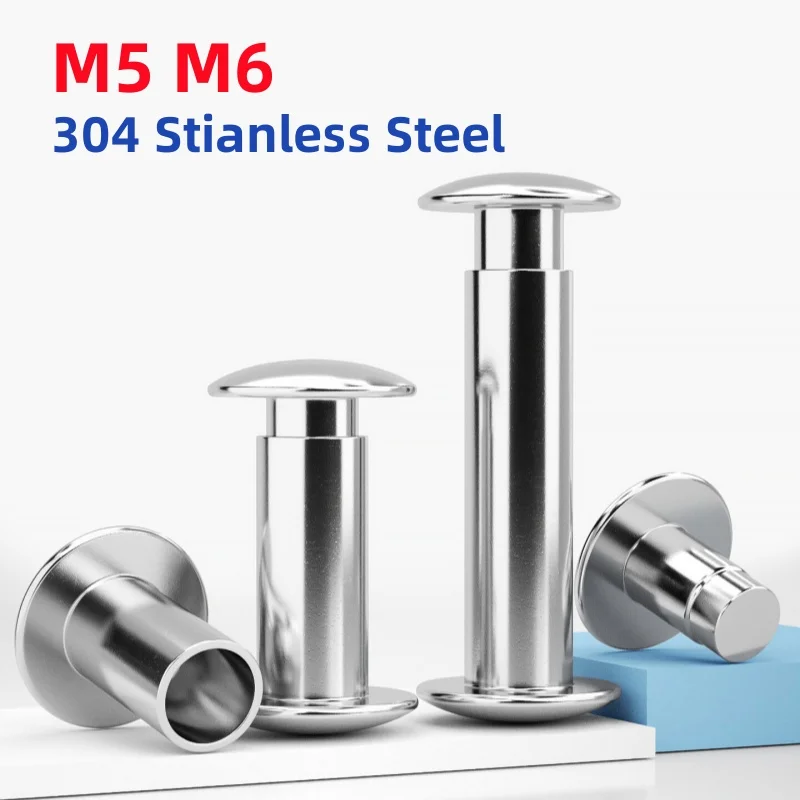 M5 M6 304 Stainless Steel Truss Round Head Hollow Shank Rivet Semi Dome Head Self-Plugging Rivets
