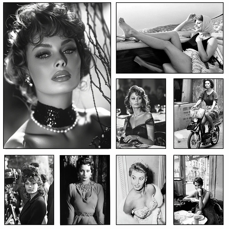 Italian Actor Sophia Loren Poster Print Canvas Pictures Home for Living Room and Bedroom Wall Modern Decor Frameless Painting