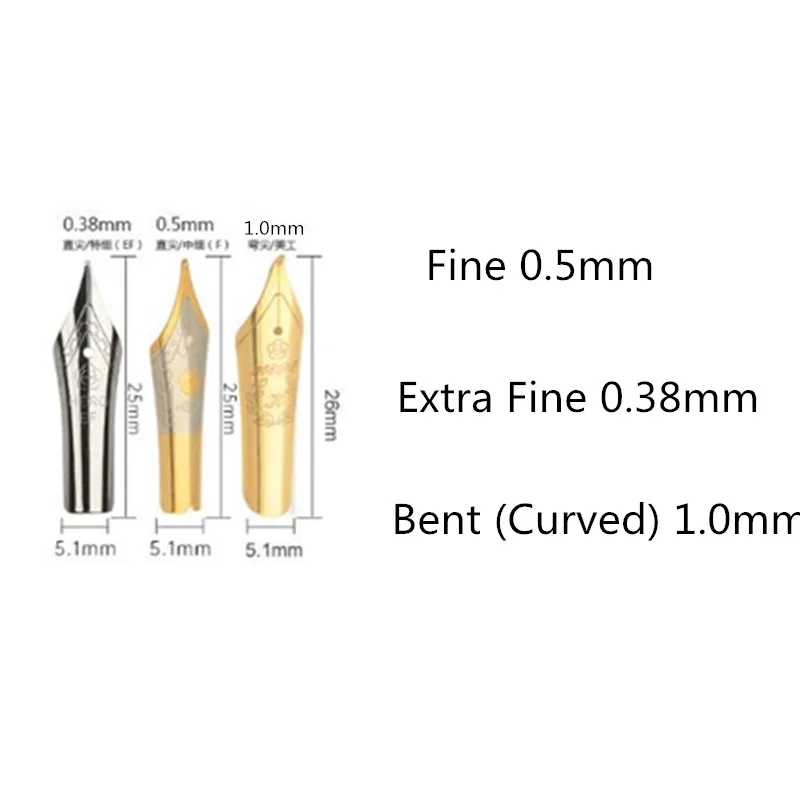 5PCS High Quality 26 Nib Fountain Pen F Nib Stainless Steel Fit for Most Fountain Pen International Standard SIZE 26 NIB