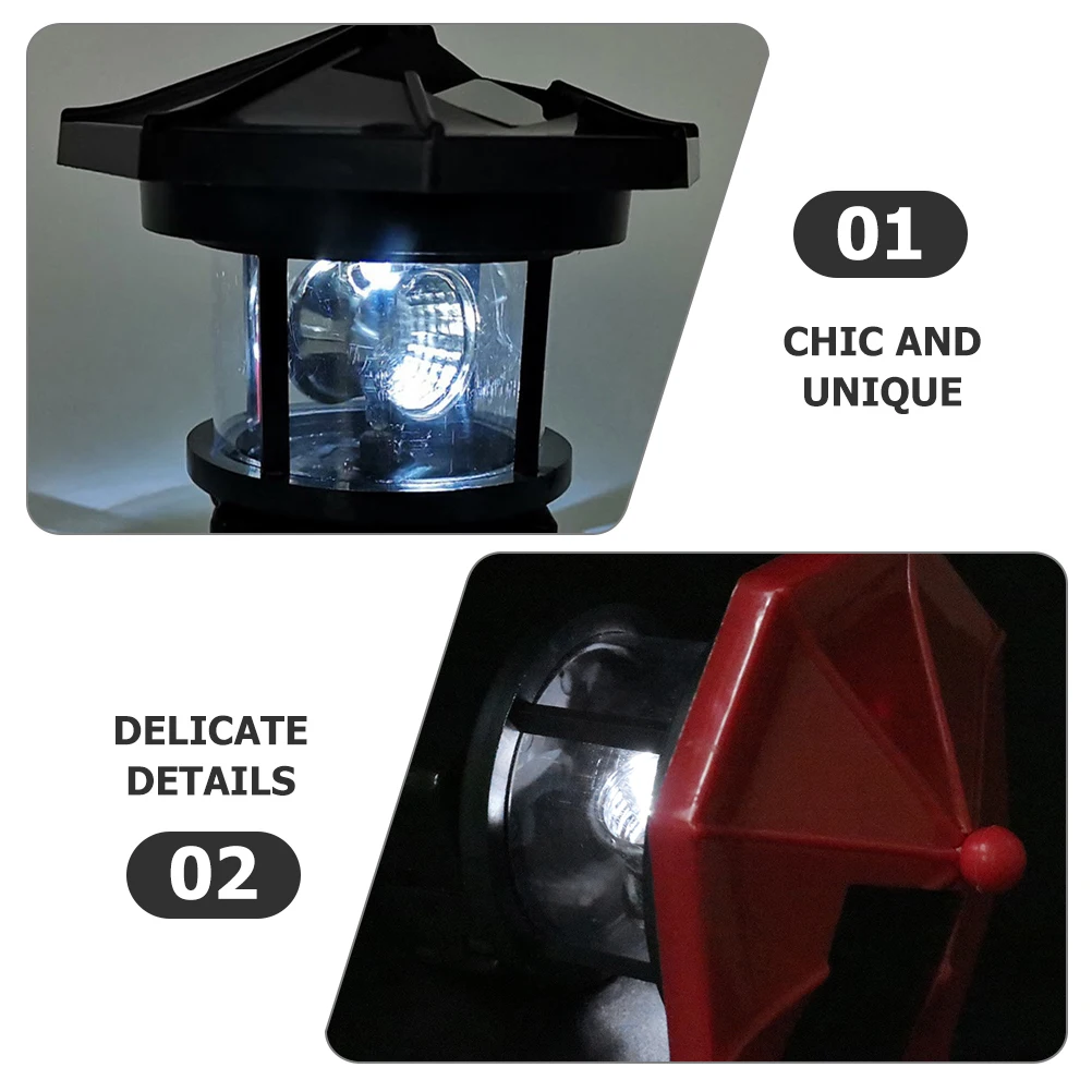 

2Pcs Solar Powered Lighthouse Lamp Rotating Outdoor Garden Light Decorative Solar Lamp Garden Light Ornament Pathway Lighthouse