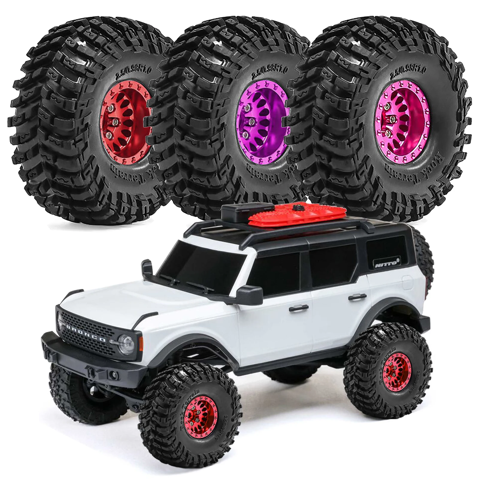 

Комплект из 4 алюминиевых дисков с бедлоком и резиновых шин для радиоуправляемых краулеров 1/18 1/24 TRX4M Axial SCX24 FMS Ascent-18 FCX24