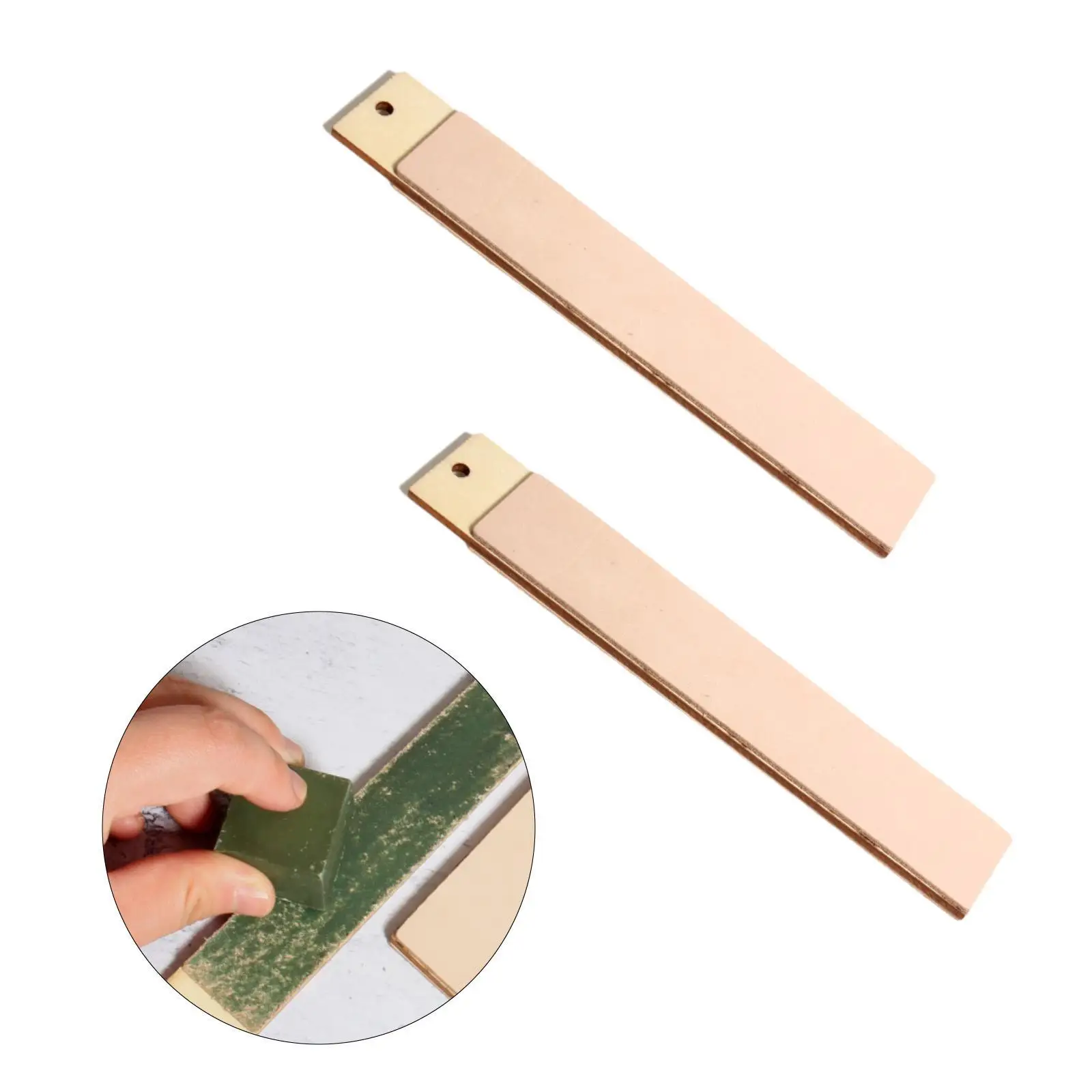 Double Sided Leather Strop Knife Sharpening Board PU Wood Handle Stropping Tool for Kitchen and Workshop