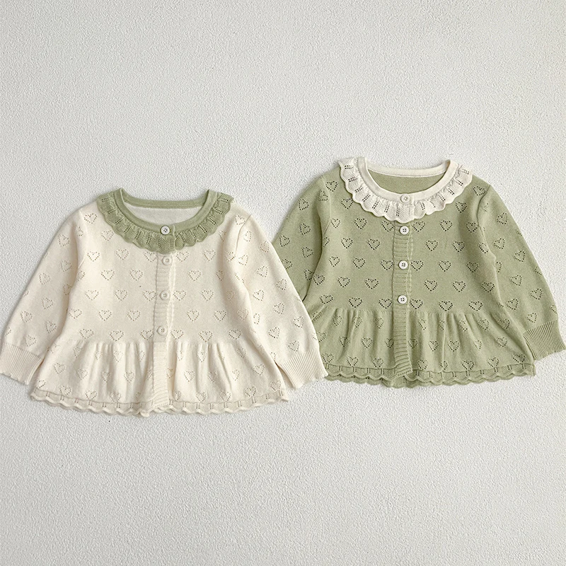 2024 New Autumn Korean Style Newborn Baby Girls Sweater Coat Infant Baby Girls Knitting Cardigan Long Sleeve Baby Girl Clothing