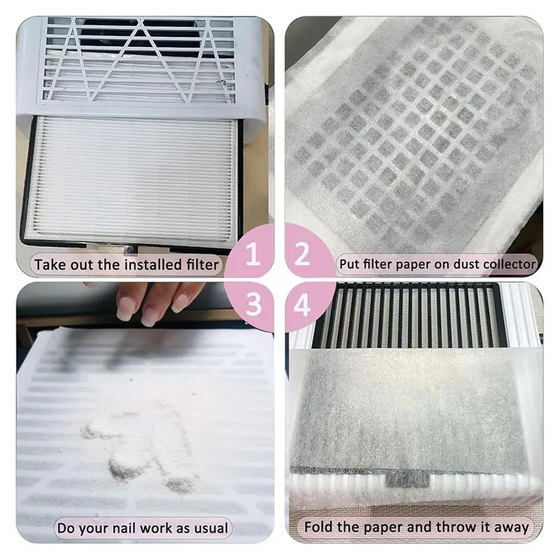 A20F-200 Sheets Nail Dust Collector Filter Paper Disposable For Nail Dust Collector Machine Nail Vacuum