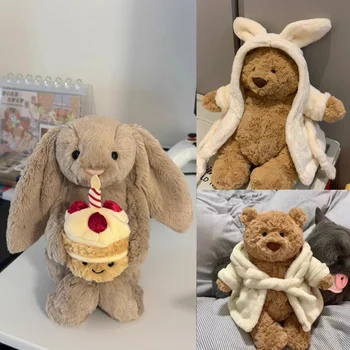 30cm Cute Bunny Hood Bathrobe Teddy Bear Plush Doll Soft Stuffed Animal Sofa Decor…