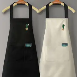 Kitchen Oil Resistant Aprons Cute Cartoon Korean Style Rainbow Cactus Waterproof Oil-proof Apron Home Men Women Kitchen