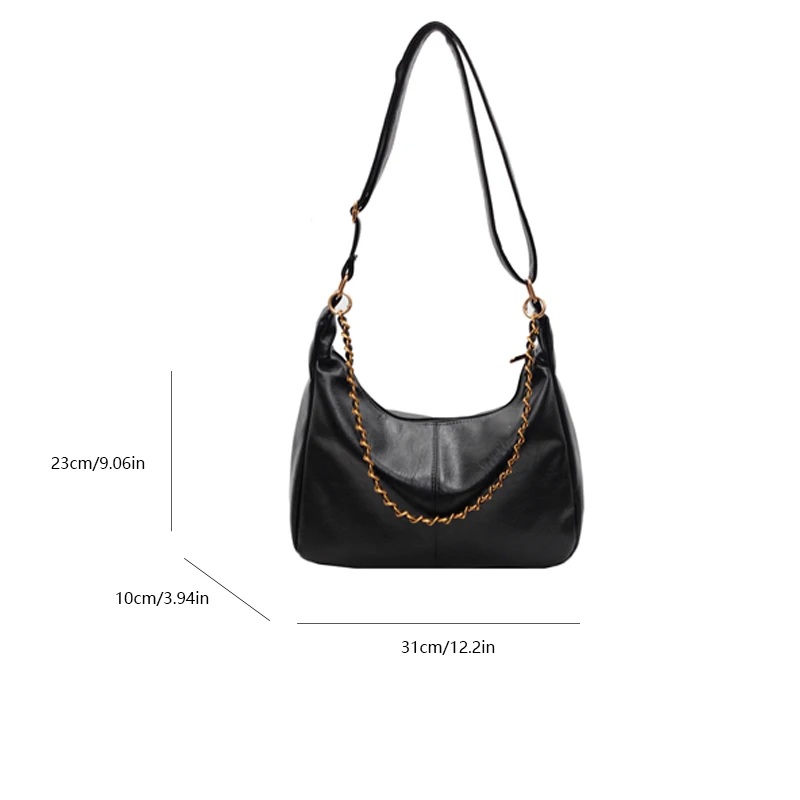 Bolso de hombro tipo bandolera para mujer, nuevo estilo de invierno, bolso con cadena, bolso informal de gran capacidad con cremallera para mujer