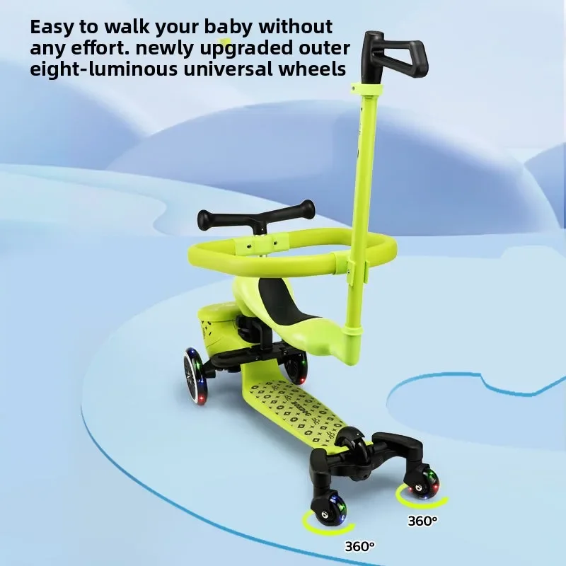 Hulajnoga dziecięca 4 w 1 z siedziskiem Składana zabawka dla dzieci w wieku 1-6 lat Rower na 3 kołach dla chłopców Dziewczynki Rower dziecięcy Baby