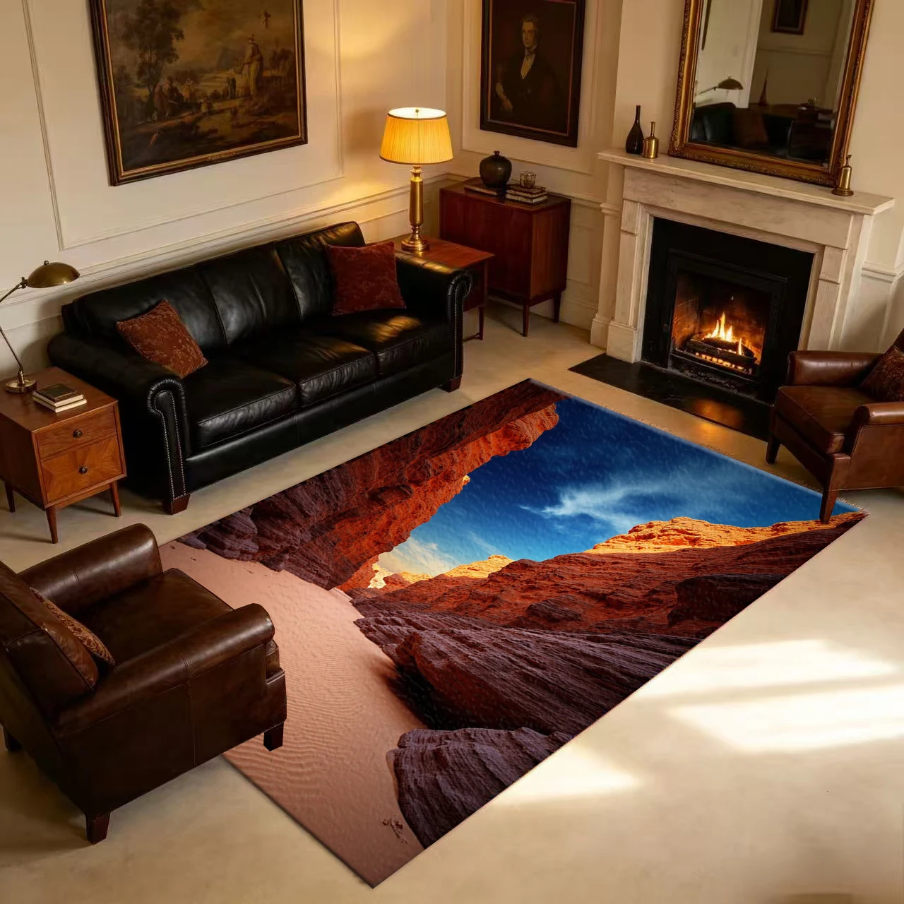 Desert Canyon Rocky Mountain Landscape Carpet Anti-Slip Scenery Floor Rug For Living Room Bedroom Home Decor
