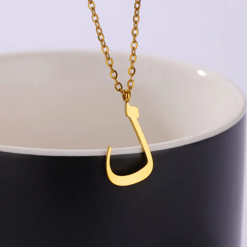 1Pcs Minimalist Arabic alphabet Necklace For Women Gold Color Stainless steel Romantic Couple Pendant Jewelry Gifts