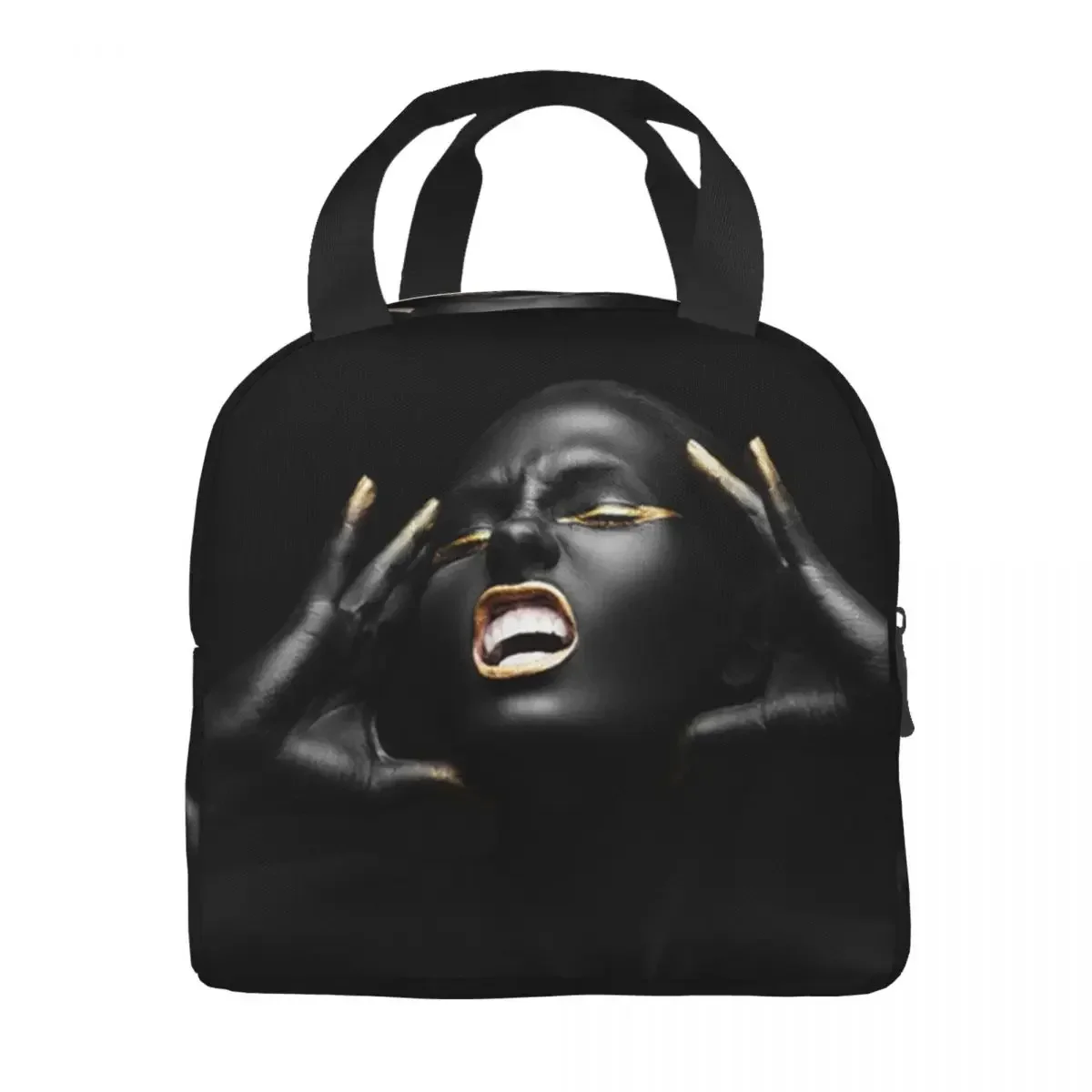 African Queen Lunch Box Waterproof American Black Girl Thermal Cooler Food Insulated Lunch Bag for Women Kids Picnic Tote Bags