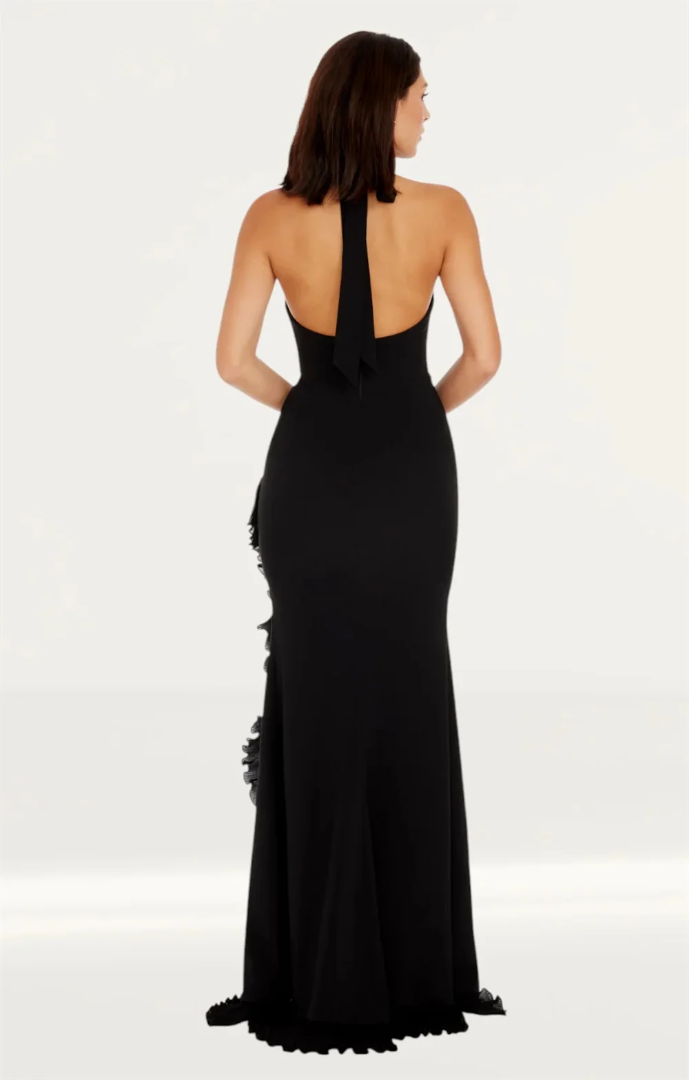 Elegante vestido de noite com decote em v halter vestidos de baile sem mangas lado split plissado vestido formal para festa de casamento cocktail evento