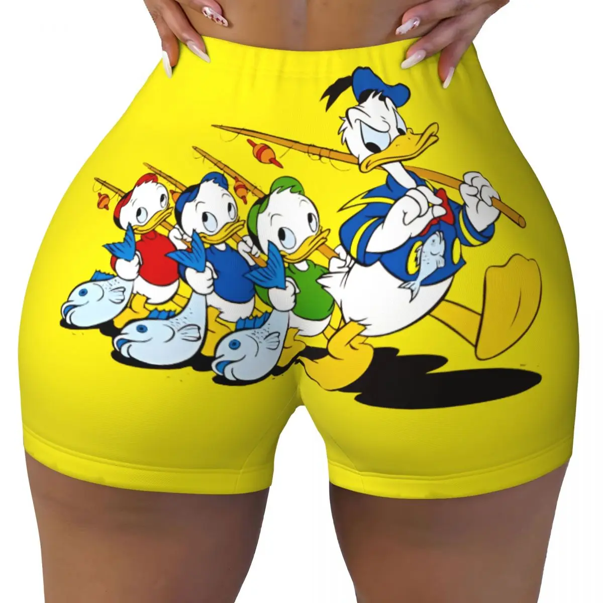 

Пользовательские Дональд Дак аниме Мангас волейбольные байкерские шорты для спортзала женские спортивные шорты для йоги