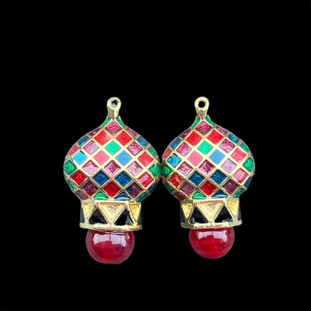 

Medieval Vintage Red Drip glaze Earrings for women's girl gift Ear studer Jewelry accessories