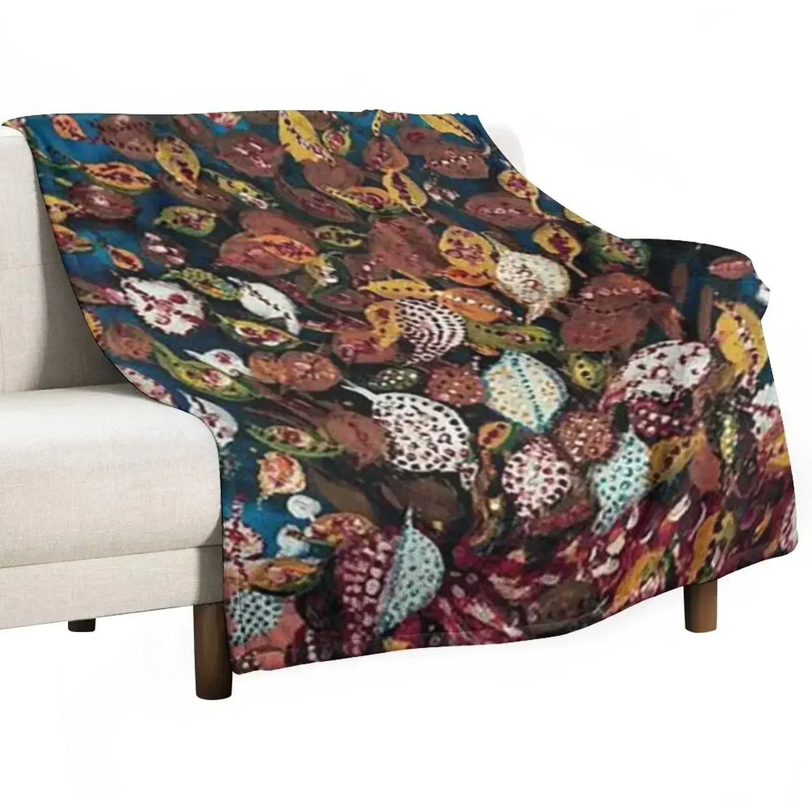 Le Bouquet de Feuilles - Seraphine Louis - Favourite Artists Collection Throw Blanket Vintage Flannel Fabric Blankets