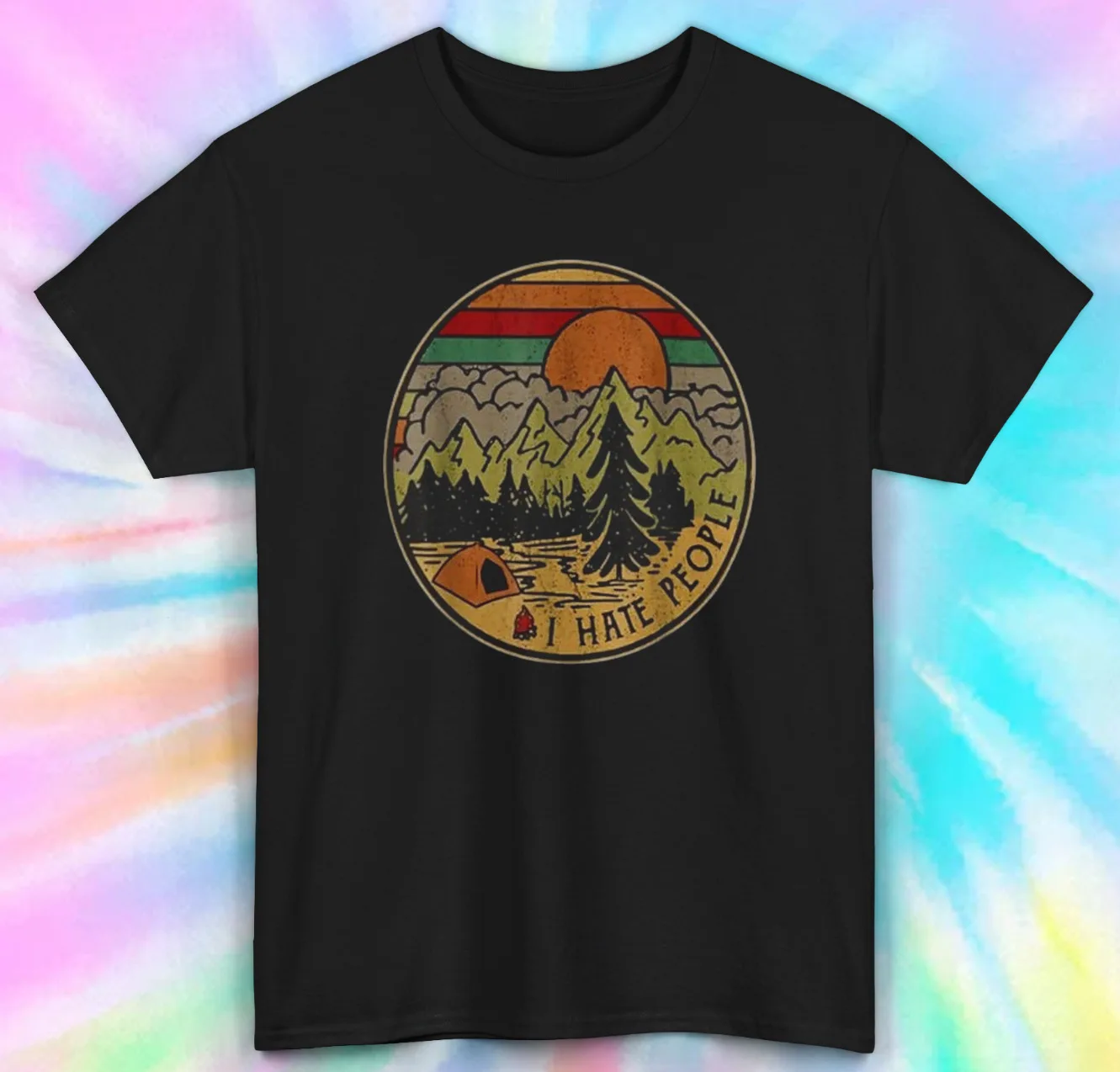 Camping Solitude Graphic Tee | I Hate People Funny Nature T-Shirt | S-5XL